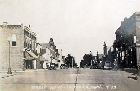 Street scene, Caledonia Minnesota, 1928