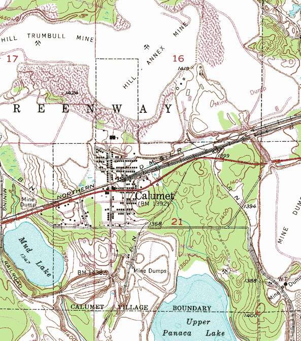 Topographic map of the Calumet Minnesota area