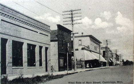 West side of Main Street, Cambridge Minnesota, 1910's