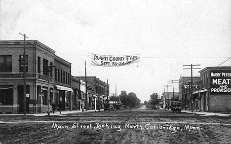 Main Street looking north, Cambridge Minnesota, 1917
