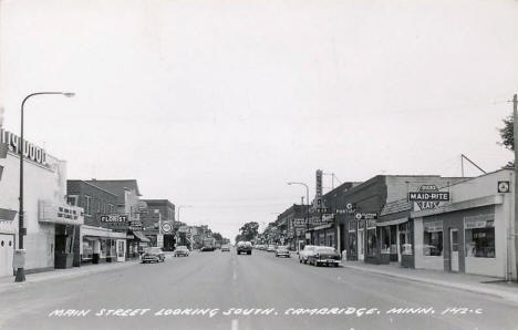 Main Street looking south, Cambridge Minnesota, 1950's