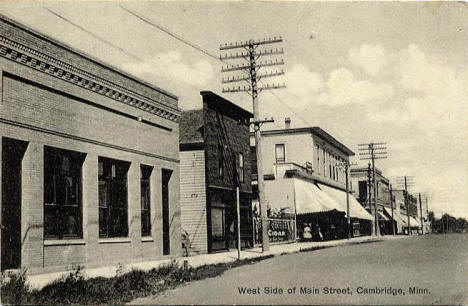 West side of Main Street, Cambridge Minnesota, 1908