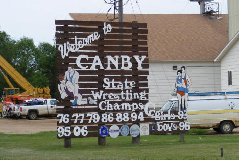 Welcome sign, Canby Minnesota, 2011