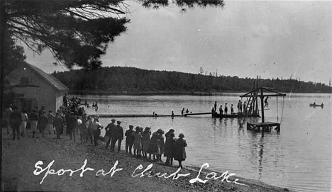 Water sports at Chub Lake, three miles from Carlton Minnesota, 1905