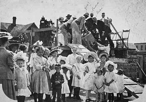 Laying the cornerstone of the new Congregational Church, Cass Lake, 1908