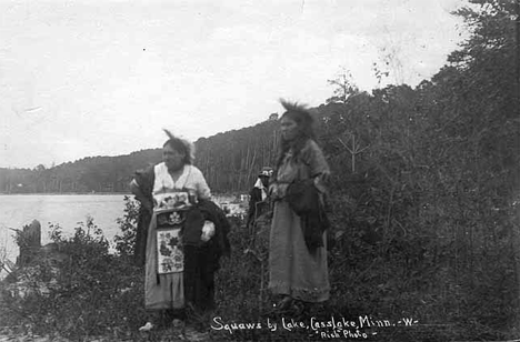 Indian women by lake, Cass Lake Minnesota, 1915