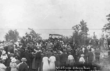 Crowd at Norway Beach, Centennial, Cass Lake Minnesota, 1925