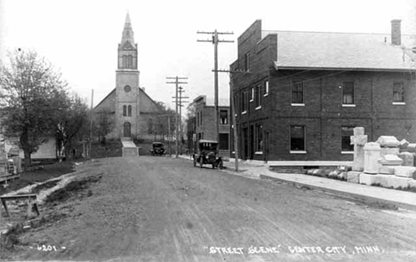 Street scene, Center City Minnesota, 1915