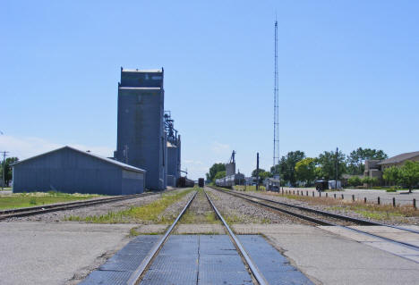 Railroad track and grain elevator, Clara City Minnesota, 2011