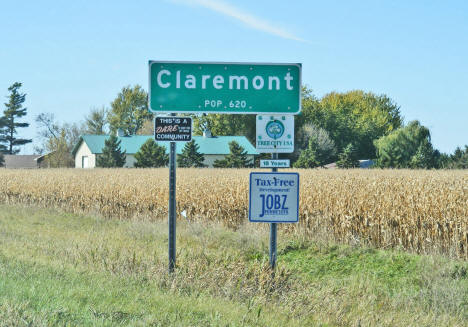 Population sign, Claremont Minnesota, 2010