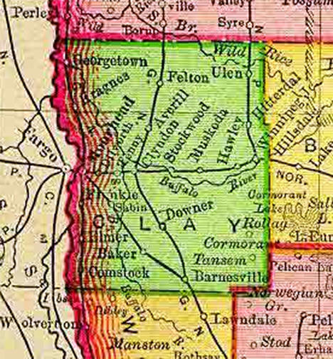 1895 Map of Clay County Minnesota