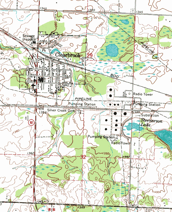 Topographic map of the Clearbrook Minnesota area