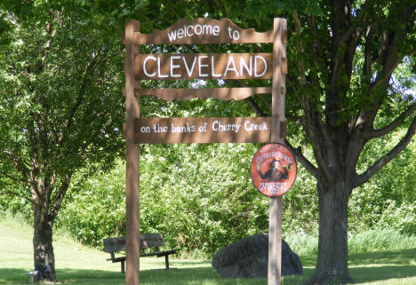 Welcome sign, Cleveland Minnesota, 2010