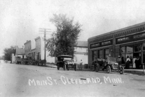 Main Street, Cleveland Minnesota, 1910's