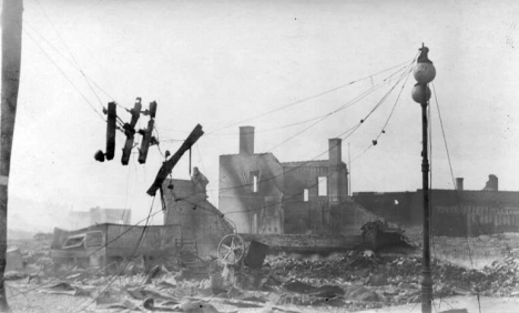 Ruins of Bakery after the fire, Moose Lake Minnesota, 1918