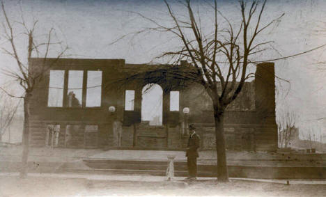 Ruins of Public Library after fire, Cloquet Minnesota, 1918