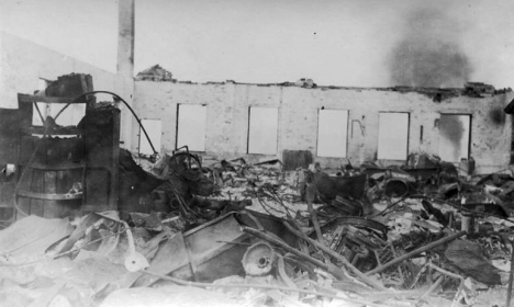 Ruins of Automobile Garage after the fire, Cloquet Minnesota, 1918