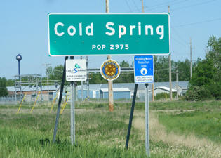 Cold Spring Minnesota population sign