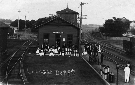 Depot in Cologne Minnesota, 1910