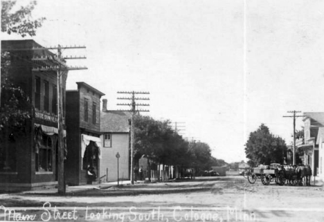 Main Street looking south, Cologne Minnesota, 1908
