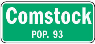 Comstock Minnesota population sign