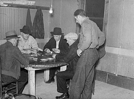 Card game in a saloon in Craigville Minnesota, 1937