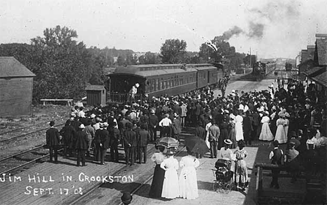James J. Hill's private train arriving at Crookston Minnesota, 1908