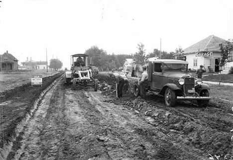 Grading and graveling street, Crookston Minnesota, 1936