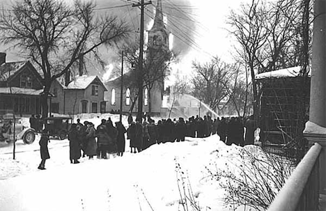 United Lutheran Church of Crookston destroyed by fire, February 8th, 1936