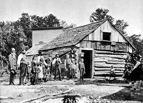 Old Fontaine Store, near where Great Northern Depot now stands, Louis Fontaine, pioneer storekeeper, Crookston Minnesota, 1890