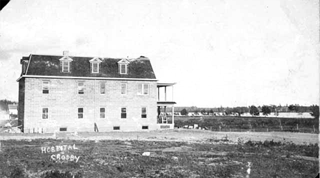 Hospital at Crosby during construction, 1910