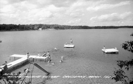 Beach at Timberlane Resort, Crosslake Minnesota, 1950's