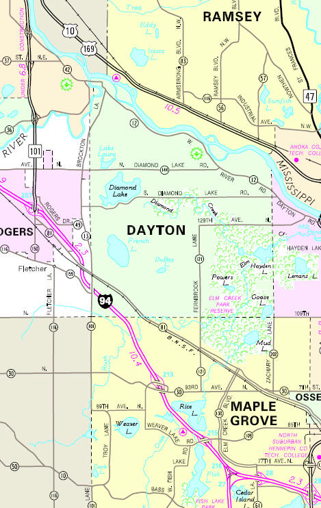 Minnesota State Highway Map of the Dayton Minnesota area