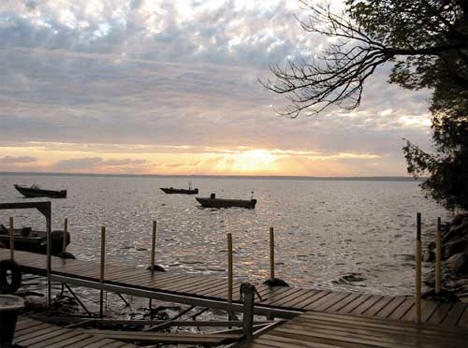 Sunset over Bowstring Lake from Bowstring Shores Resort