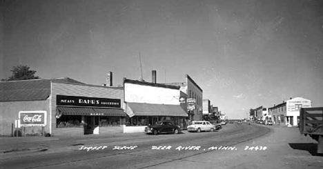 Street scene, business district, Deer River Minnesota, 1940's