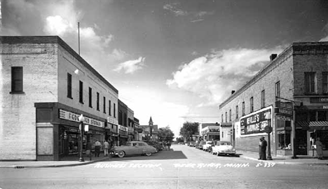 Street scene, business district, Deer River Minnesota, 1940's