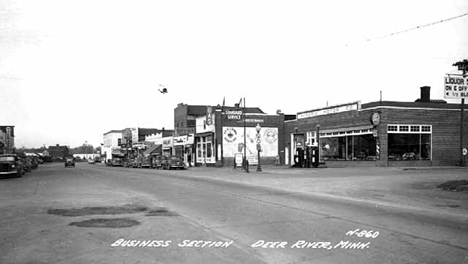 Street scene, business district, Deer River Minnesota, 1940's