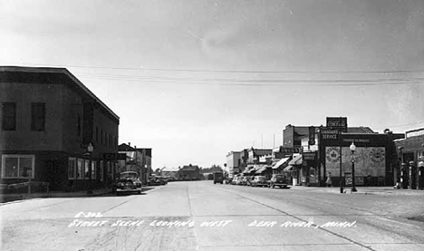 Street scene, business district, Deer River Minnesota, 1940's