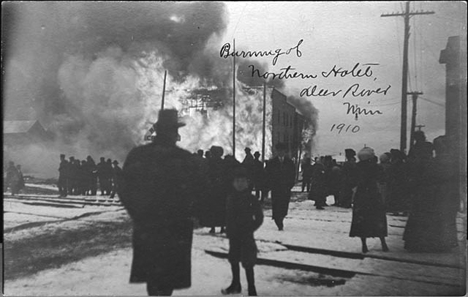 Burning of the Northern Hotel, Deer River Minnesota, 1910