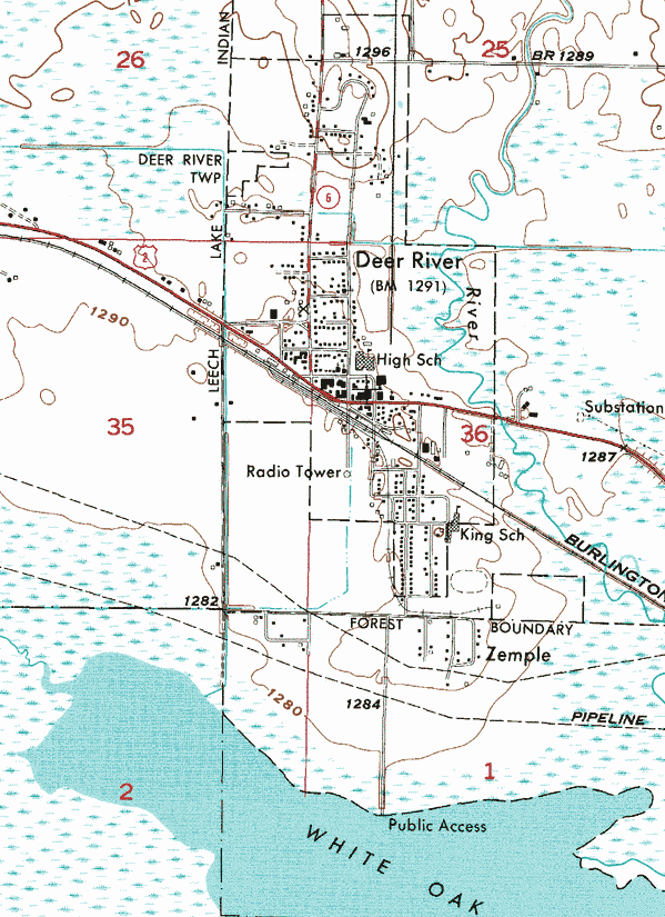 Topographic map of the Deer River Minnesota area