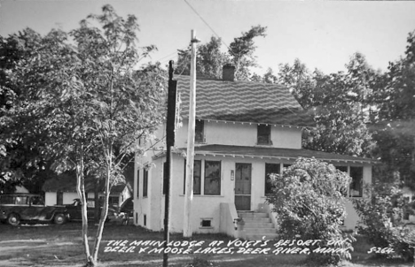 Main Lodge at Voigt's Resort on Deer and Moose Lakes, Deer River Minnesota, 1954