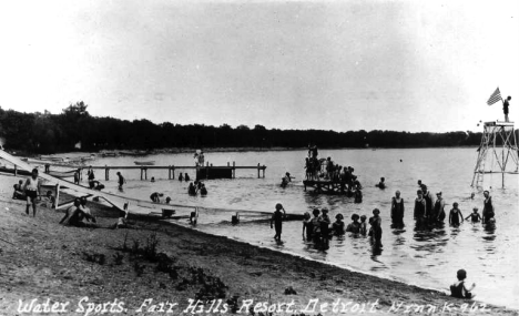 Water Sports, Fair Hills Resort, Detroit Lakes Minnesota, 1920's?