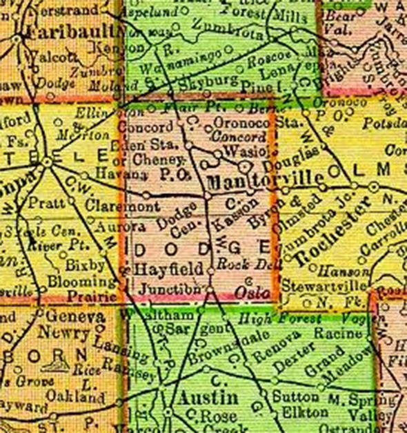 1895 Map of Dodge County Minnesota