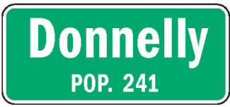 Donnelly Minnesota population sign