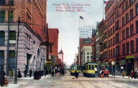 Looking East from Fifth Avenue West, Duluth Minnesota, 1910