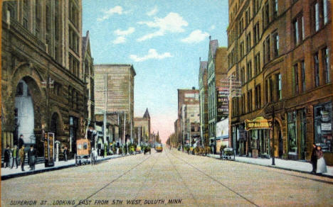 Superior Street looking east from 5th West, Duluth Minnesota, 1910's?