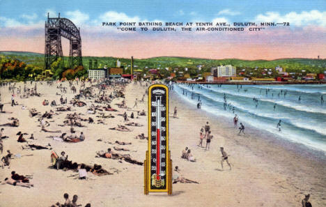 Park Point Bathing Beach at Tenth Avenue, Duluth Minnesota, 1946