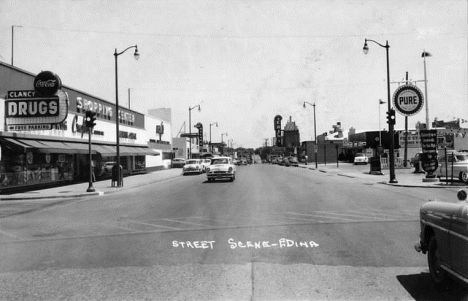 Street scene, West 50th Street, Edina Minnesota, 1950's