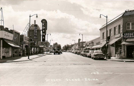 West 50th Street from France Avenue, Edina Minnesota, 1950's