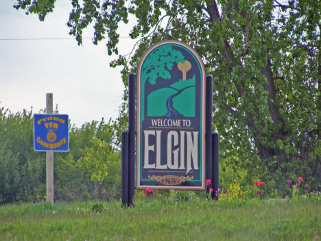 Welcome sign, Elgin Minnesota, 2010